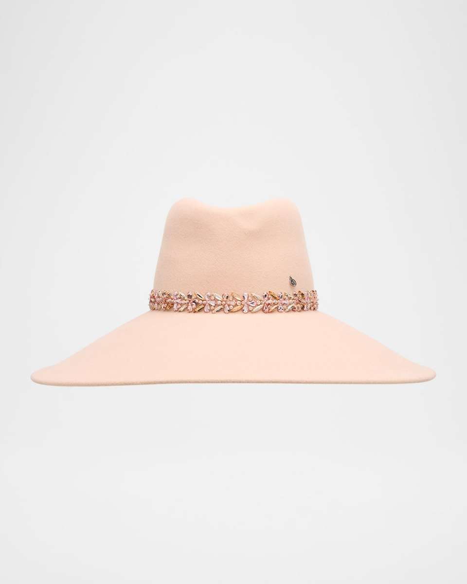 Anne Jewel Strass Felt Wool Fedora Hat